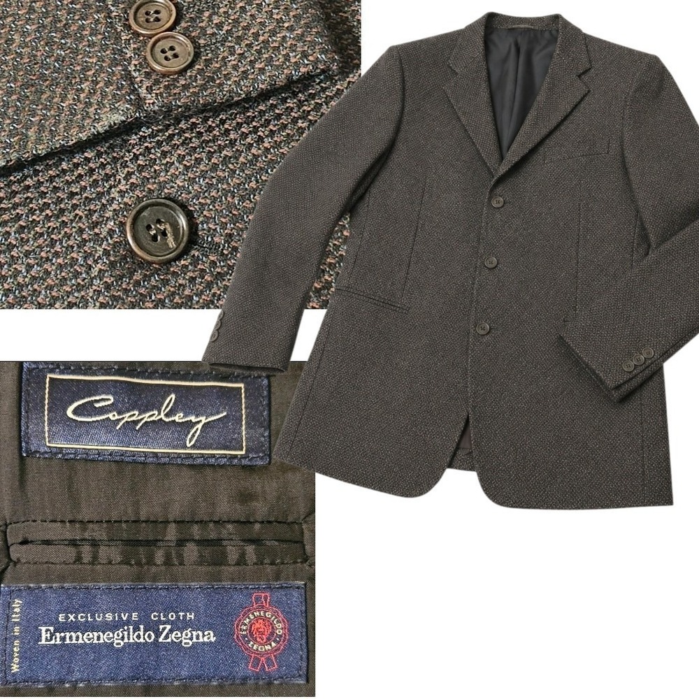 Coppley Zegna Blazer Sportcoat 46 Wool & Cashmere ITALY‎ Jacket Black & Copper
